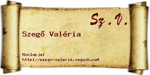 Szegő Valéria névjegykártya